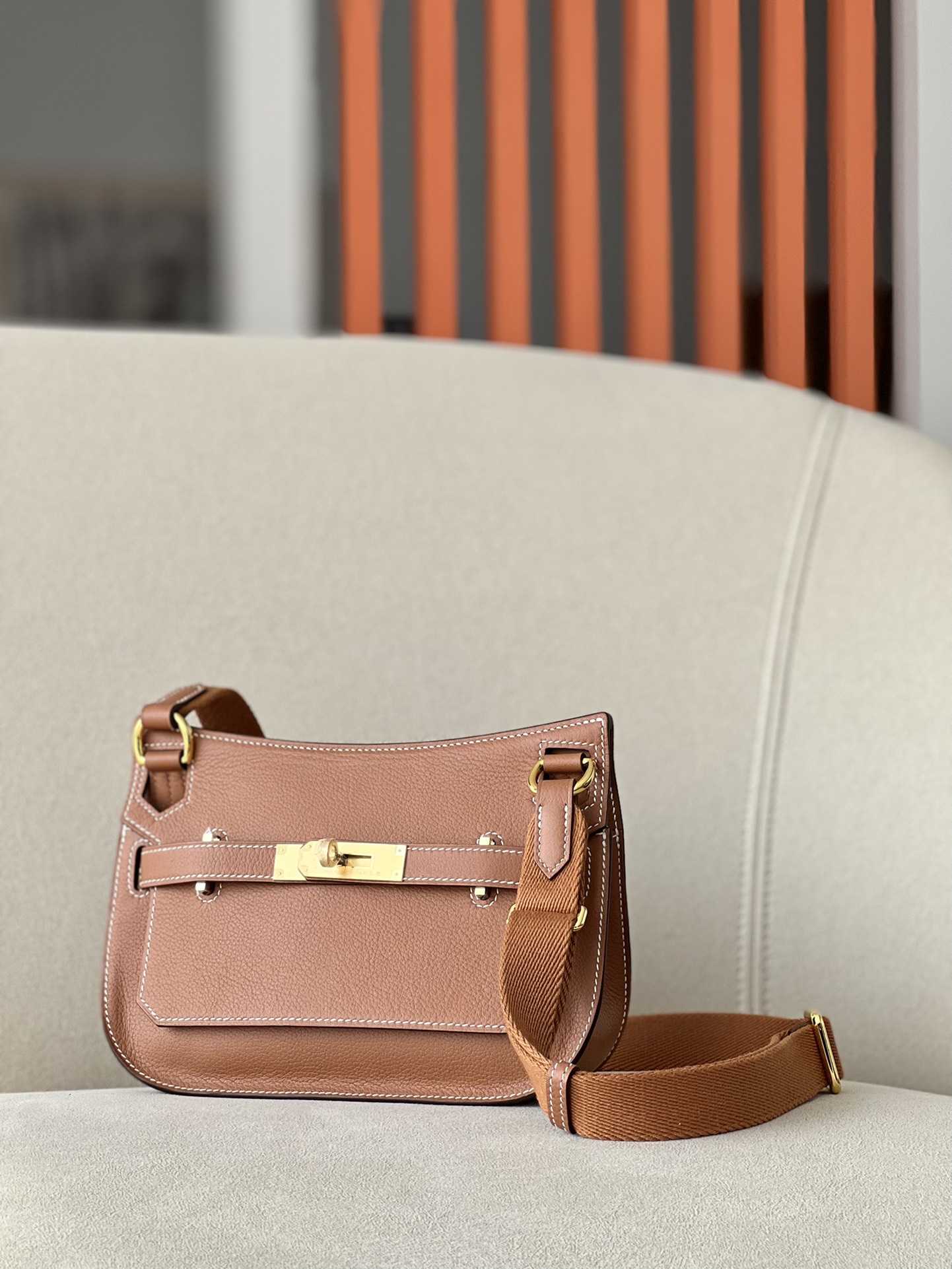 Hermes Jypsiere Mini Shoulder Bag In Brown Clemence Leather